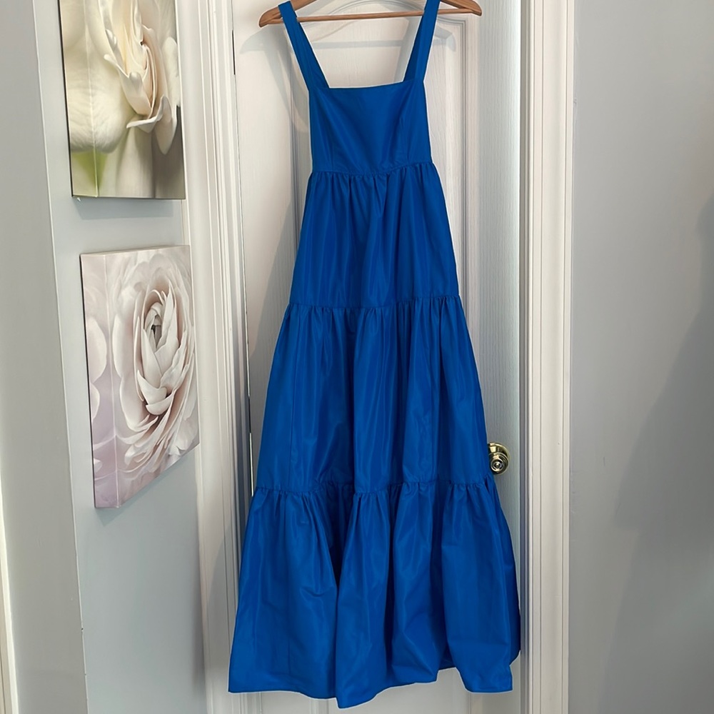 Jcrew brilliant blue maxi with pockets and adjustable straps!